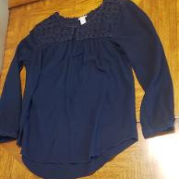 J Crew Navy Long Sleeve Blouse - Picture 2 of 9